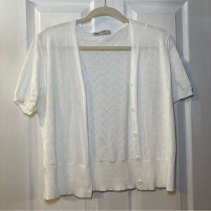 Grace Karin White Short Sleeve Cropped Cardigan Women's Size XL